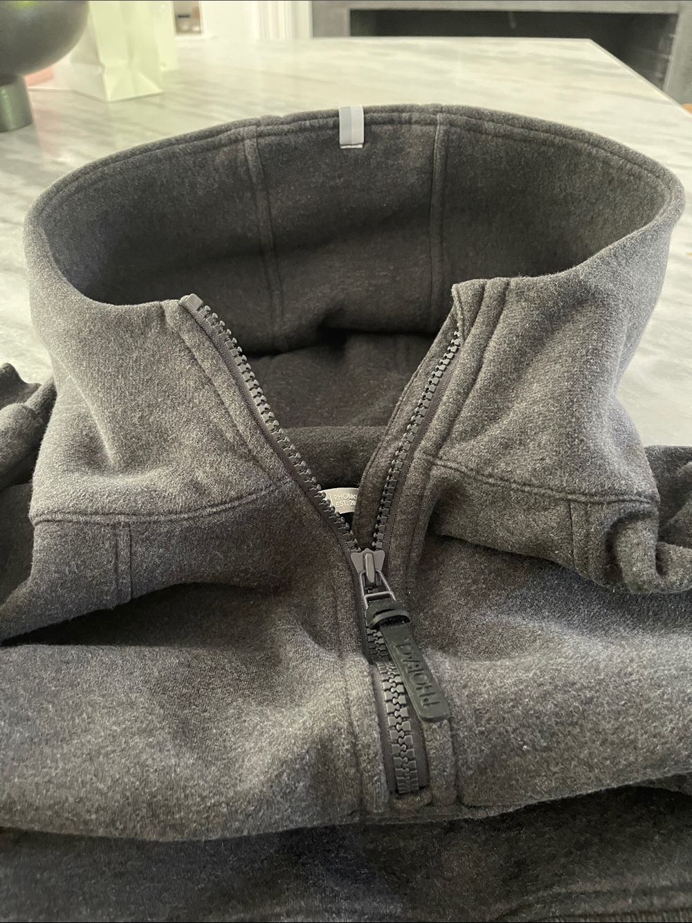 *NEW Rhoback Clarity stylish cozy gray half-zip hooded pullover - Picture 4 of 4